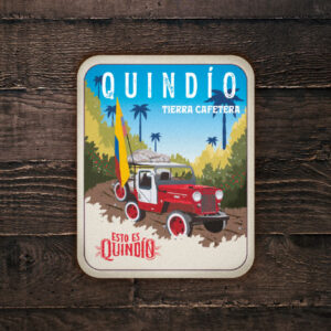 Sticker del Quindío, willys y la tierra cafetera