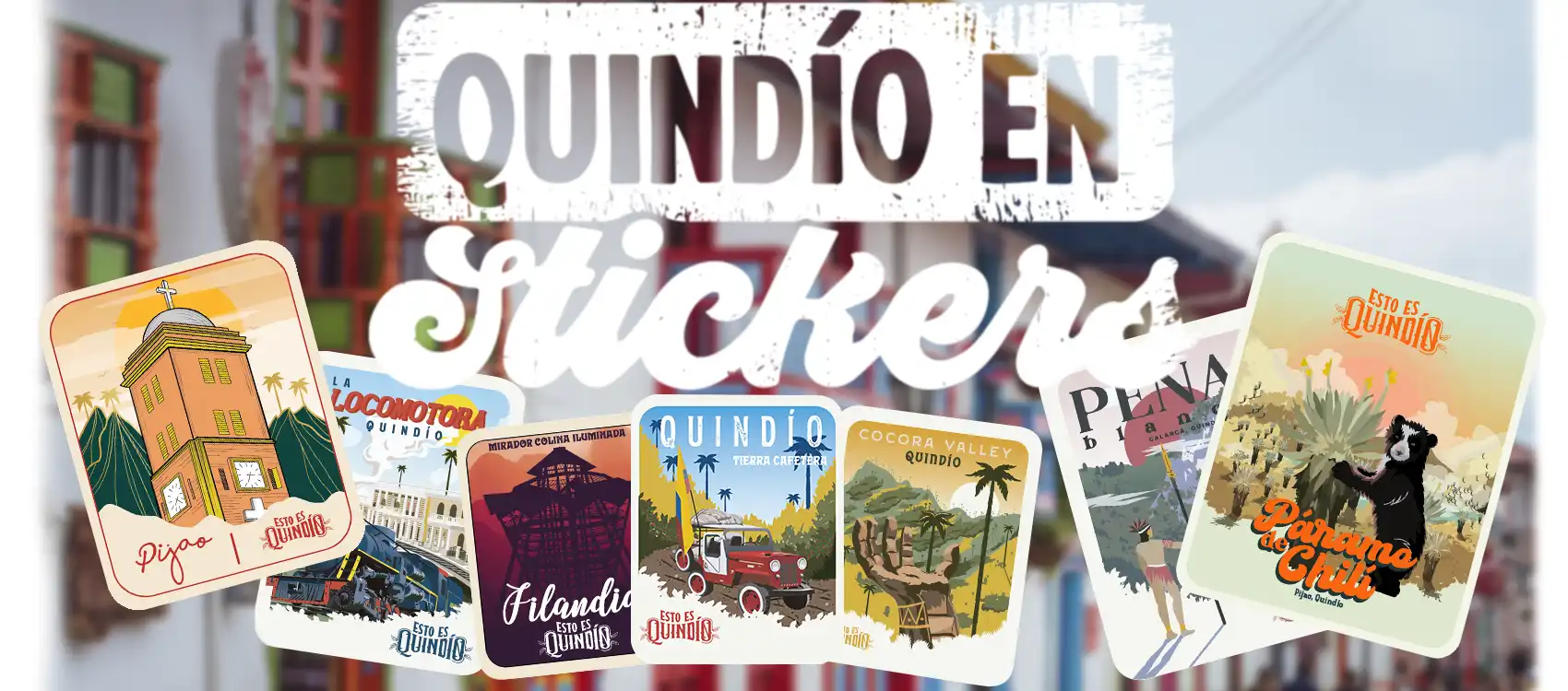 12 municipios del Quindío ilustrados en la serio Quindío en Stickers